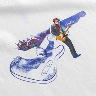 KAFT X FENDER X ZUHAL Lead Time - Off White - Tasarım T-Shirt - Unisex